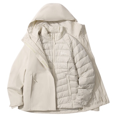 狼爪女士防水鹅绒三合一冲锋衣