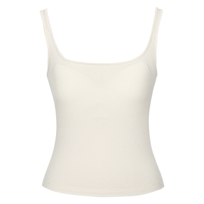 伊芙丽outlets店方领螺纹超柔弹力磨毛胸垫一体针织背心春夏女