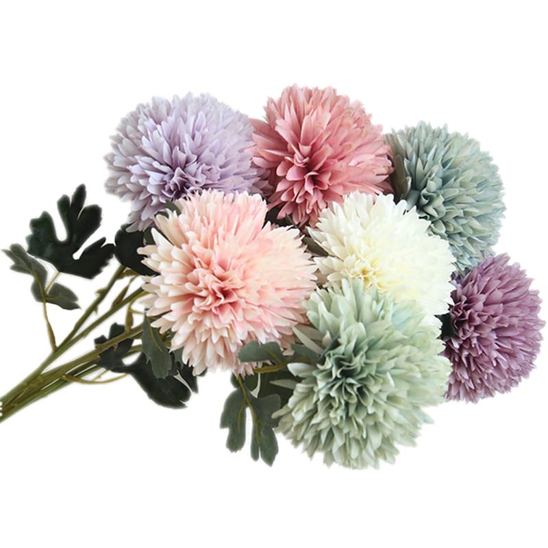 仿真花乒乓菊蔥球花蒲公英單支簡約家居客廳假花絹花擺件裝飾花