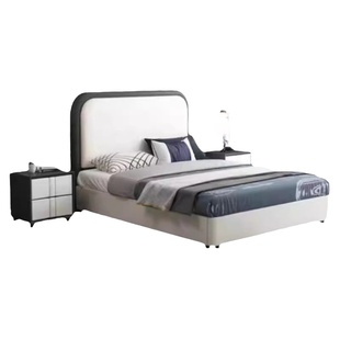 儿童床1米2单人床北欧风男孩女孩软包皮质青少年床实木1.35米皮床