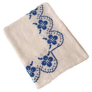 milky garden vintage法式手工刺绣桌布野餐布ins博主复古背景布