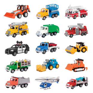 北美Driven工程车模型儿童玩具仿真声光消防车挖掘机男孩警车云梯