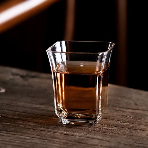 16日式四方玻璃品茗杯家用功夫办公室茶具套装透明茶杯