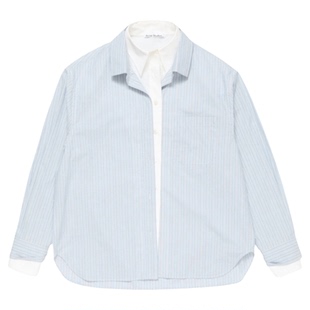 ACNE STUDIOS 25秋冬女士细条纹假两件长袖衬衫银泰百货 301574