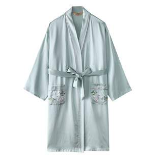 美标重磅真丝睡袍晨袍两件套桑蚕丝吊带睡裙性感丝绸睡衣家居服夏