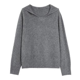 【自营】【山羊绒】ELLE连帽针织衫女2025秋新款宽松慵懒套头毛衣