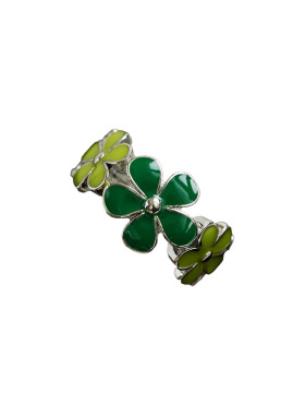 古着复古银绿珐琅clover戒指