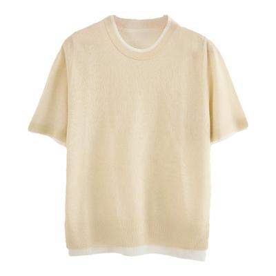西町村屋休闲假两件短袖针织衫女