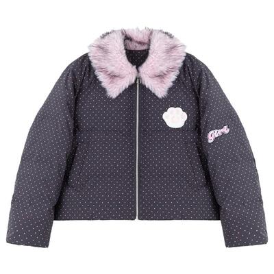 KEIKO环保狐狸毛波点加厚面包服