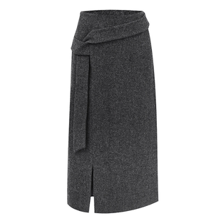 【100%绵羊毛】OREQUO HOLIDAY羊毛半身裙高腰包臀裙过膝显瘦加厚