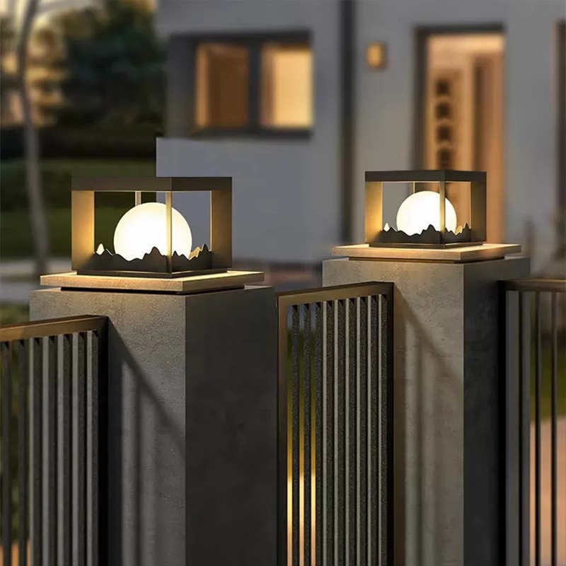 室外接电款门垛围墙灯太阳能柱头灯户外防水庭院别墅大门口门柱灯