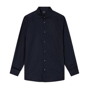 ARMANI EXCHANGE/阿玛尼冬新款男印花人夫感纯棉长袖西装衬衫上衣