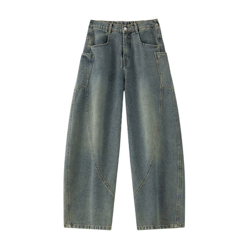 回力加绒弯刀牛仔裤男士秋冬季2025新款加厚宽松直筒阔腿休闲长裤