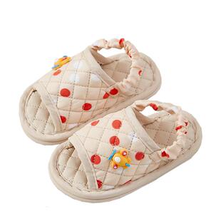 儿童宝宝学步鞋软底纯棉卡通1-3岁静音防滑室内居家鞋四季不掉跟