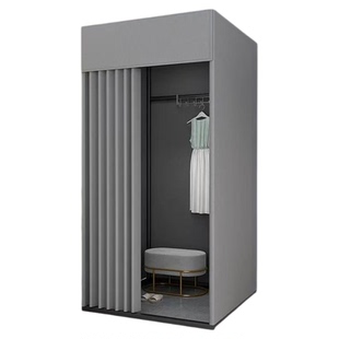 商场临时移动试衣间服装店落地便携式可折叠简易更衣室展示架门帘