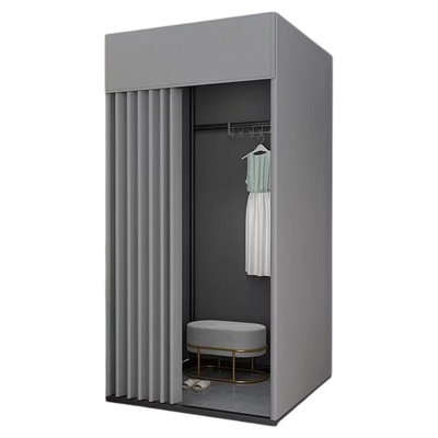 商场临时移动试衣间服装店落地便携式可折叠简易更衣室展示架门帘