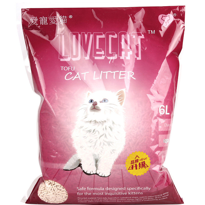 lovecat爱宠爱猫豆腐猫砂原味6L*6包几近无尘猫砂10公斤20斤猫沙