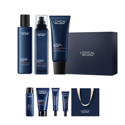 欧莱雅男士淡纹套装紧致抗皱抗老保湿控油洗面奶水乳护肤品礼物