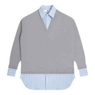 【毕雯珺周深同款】CalledBack假两件衬衫毛衣女2025秋季针织上衣