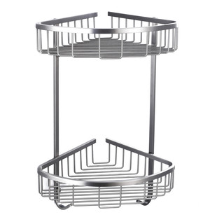 德国枪灰色浴室置物架卫生间不锈钢转角架沐浴露洗发水双层三角架
