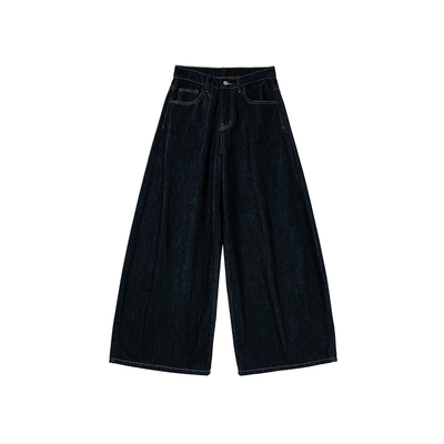 UNRETRO全棉原色廓形弯刀牛仔裤