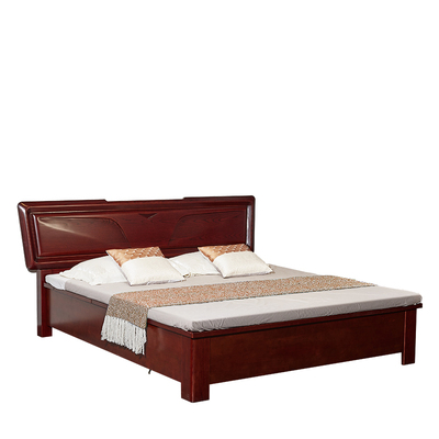 顺心双人床琥珀红卧房水曲柳实木