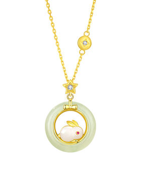 玉兔平安扣项链女送女友