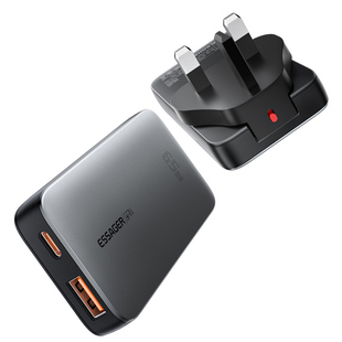 Essager 65W UK EU US USB A USB Type C Charger PD Quick Charger港澳版欧规充电器欧洲德国新加坡万国插头