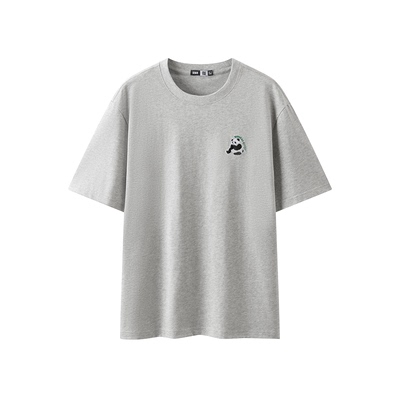 森马国潮熊猫刺绣速干短袖T恤男