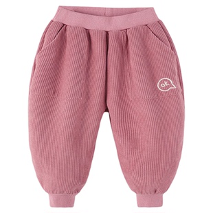 女童裤子新款男童休闲裤加绒秋冬小宝宝长裤运动冬装儿童童装冬季