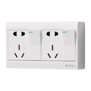 明装一开三孔16A插座带开关大功率2开八孔空调热水器一键断电插座