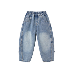 皇室童缘男童宽松休闲牛仔裤春季2026新款儿童百搭长裤中大童裤子