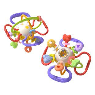 如山曼哈顿手抓球婴儿玩具硅胶可咬牙胶小宝宝3到6个月握磨0一1岁