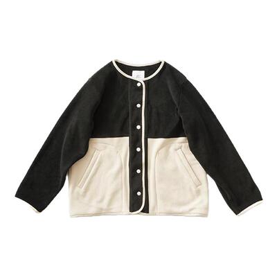撞色宽松摇粒绒外套开衫百搭