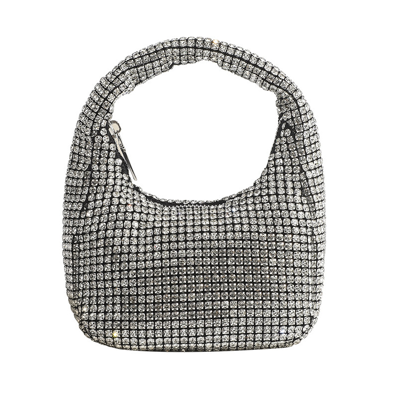 新款满钻闪亮不灵水钻石枕头镶砖晚宴包大容量托特包手提包腋下