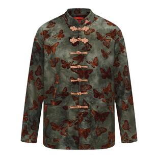 碧海潮生【翡翠蝴蝶】秋冬新款中国风国潮中式扎染植绒印花唐装