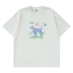 Mentmate 25SS 小众童趣风蜡笔画小狗T恤衫 男女情侣个性短袖夏季