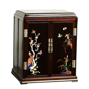 大红酸枝百宝嵌普洱茶柜茶具收纳柜茶架展示架实木茶室小型茶饼架