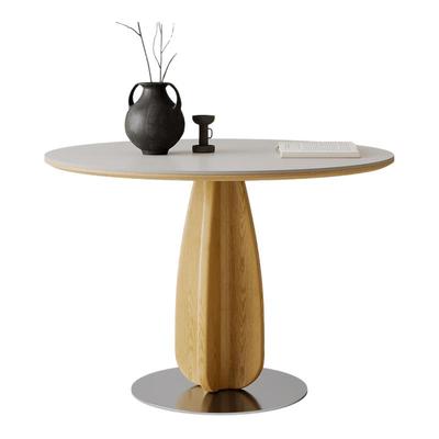 奥古斯特原木奶油风岩板餐桌