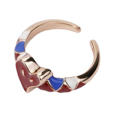 LAZYSURI珐琅彩爱心戒指女开口戒