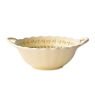 Haocy 陶瓷双耳汤碗家用奶黄风面碗2026新款高颜值釉下彩双耳汤盆