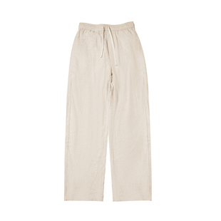 嘿马七作日系复古春夏男宽松直筒裤慵懒亚麻百搭老钱风休闲长裤子