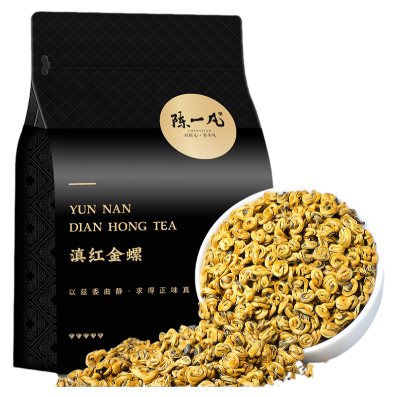 陈一凡 滇红金螺 蜜香型红茶 茶叶新茶 云南凤庆滇红工夫红茶袋装