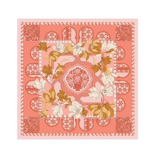 万事利新品100%桑蚕丝真丝丝巾节日礼物送礼双面印花中方巾玉兰阁