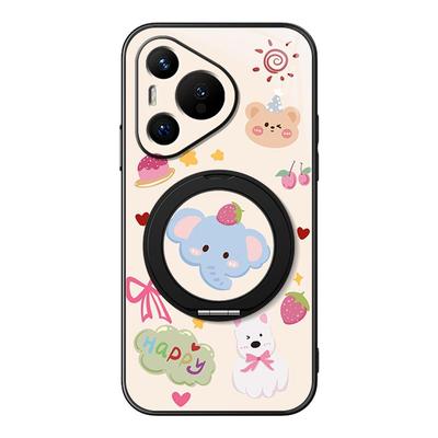 适用华为pura70手机壳女款pura80ultra带磁吸旋转支架全包p60防摔p50硅胶p40pro+卡通p30新款外壳可爱小象