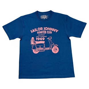SAILOR JOHNNY美式复古踏板机车印花270g重磅三本针纯棉宽松短袖t