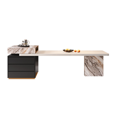 厨房岩板岛台餐桌一体家用可伸缩