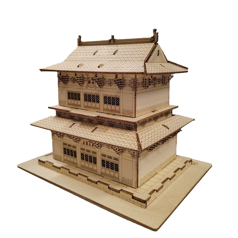 中国古建筑独乐寺山门观音阁榫卯拼插研学diy木制手工拼装模型