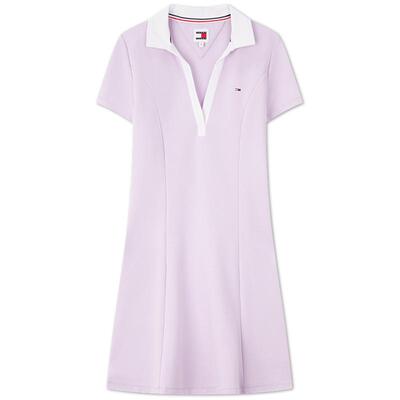 Tommy女装复古撞色V领A字POLO裙