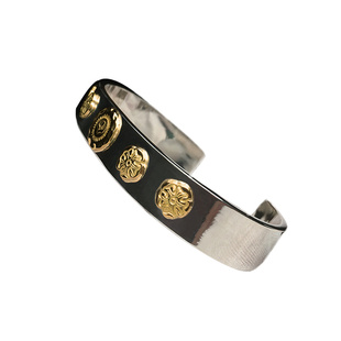 银创鹫见太郎TaroWashimi蔷薇花手镯s925纯银18K金五花平打手环